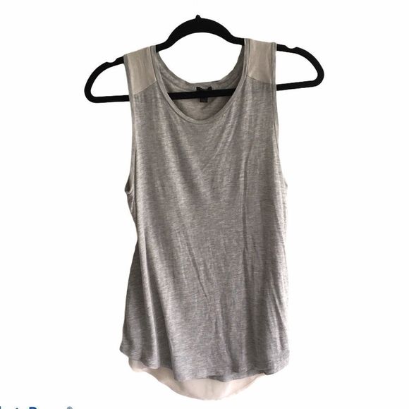J. Crew Tops - J. CREW Prima Jersey Chiffon Sleeveless Tank Top Grey Tan XS